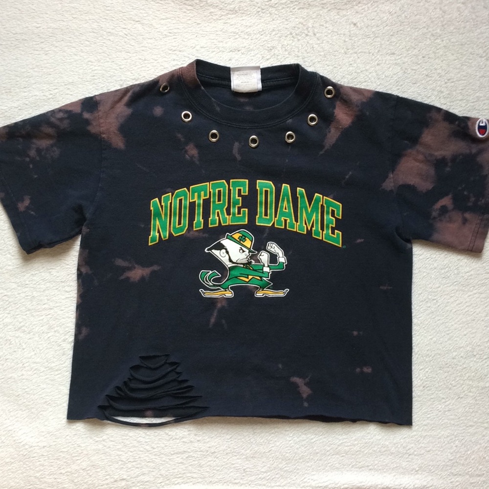 Champion Norte Dame custom distressed crop top